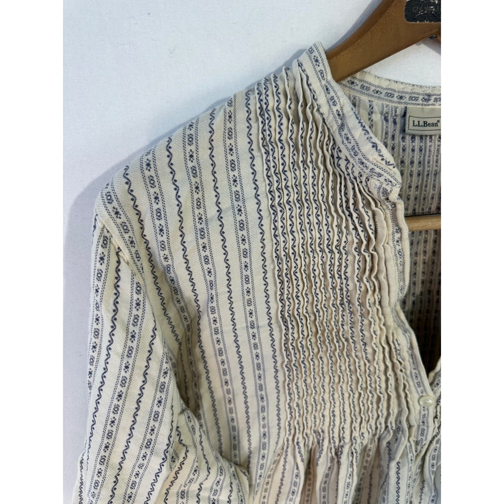L.L.Bean Nightgown Pintuck Cotton Women XL-Reg Cream Blue Excellent - Picture 5 of 5